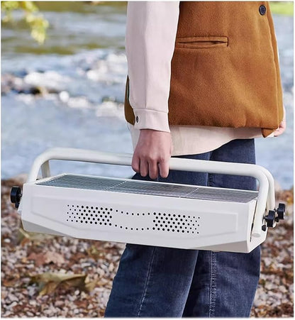 Portable charcoal grill, outdoor grill, folding portable grill, suitable for garden outdoor cooking barbecue camping picnic(White)