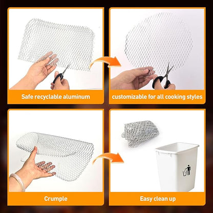 10 Pcs Disposable Grill Topper,16x12 Inch Grill Mesh Mat Disposable Pans,Non-Stick BBQ Aluminum Mats for Outdoor Grills, Easy to Clean