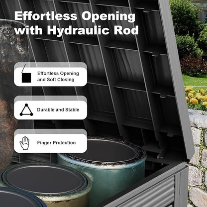 50 GallonOutdoor Storage Box,Resin Deck Boxes Waterproof, IndoorOutdoor Bin for Package Delivery, Patio Cushions, Gardening Tools, Lockable, UV Resistant