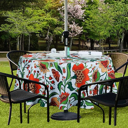 EHouseHome Outdoor and Indoor 60inch Round Tablecloth with Umbrella Hole and Zipper, Waterproof Zippered Patio Cloths, Spring/Summer Table Covers for Backyard Circular Table/BBQs/Picnic