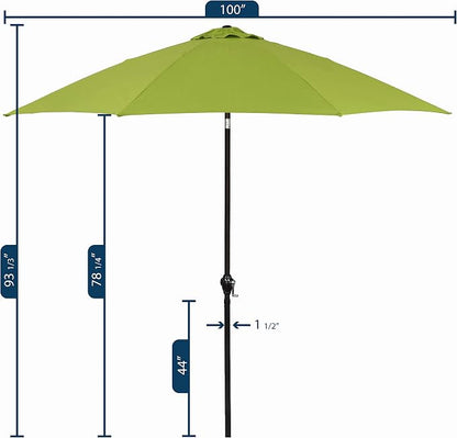 Sunline 9 ft Patio Umbrella with Crank & Push Button Tilt, Outdoor Market Umbrella with UV Protection & Wind Vent and Fiberglass Ribs, Metal Frame for Deck, Pool & Table, Lime
