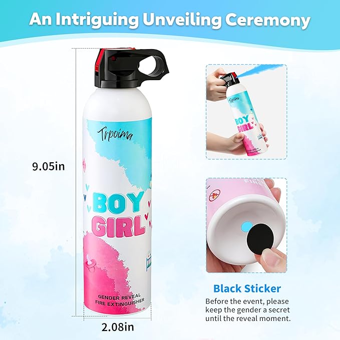 Gender Reveal Fire Extinguisher Set for Newborn Baby, 4Pcs Blue Gender Reveal Smoke Bombs, 100% Biodegradable Color Blaster for Cool Gender Reveal Ideas, Confetti Power Cannon Shooter Party Supplies