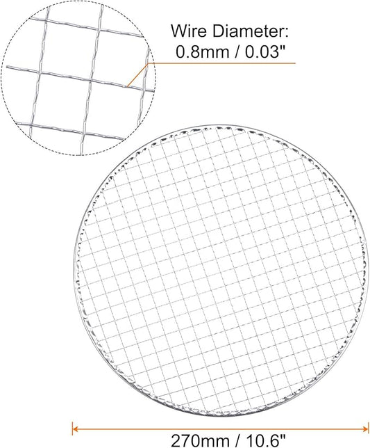 HARFINGTON 5pcs Round BBQ Grill Net 10.6" Dia Galvanized Iron Flat Barbecue Mesh Mat for Baking Smoking Charcoal Grilling Roasting