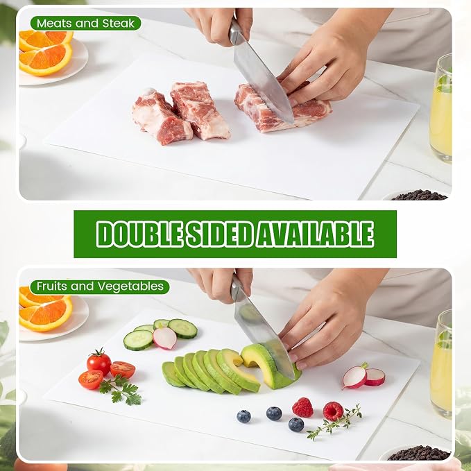 Patelai 50 Pcs Disposable Cutting Boards Sheets 24" x 18" Plastic Large Flexible Cutting Mat for Kitchen Chicken Meat Fish Vegetables Cooking Traveling Camping Crafts Art Project