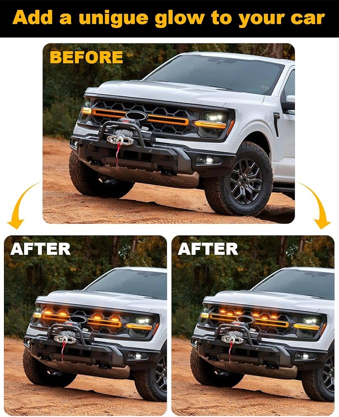 OKLSG LED Front Grill Lights for F150 2026 2025 2024-2018 Grille Light F150 Accessories(Amber Lights, 4)
