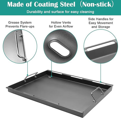 Cooking Griddle Inserts and Grate for Weber Genesis II 400 Series, Flat Top Grill Griddle for Weber Genesis II E-410 S-410 E-435 S-435 E/S-440 and More, Replace for 6789 Full-Size Griddle 66097
