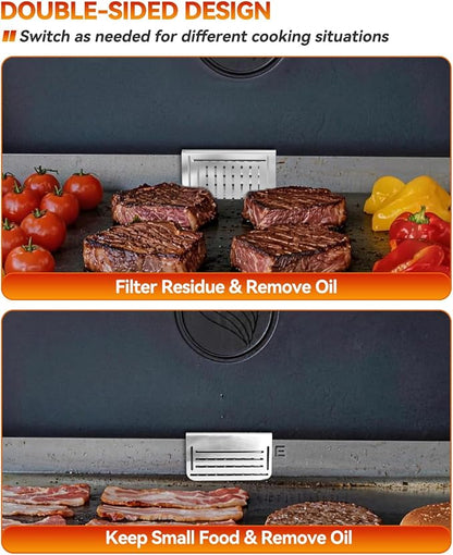 Griddle Accessories Set for Blackstone 17 22 28 36 Inch, BBQ Grill Parts | 12 Aluminum Grease Cup Liners, 10" Stainless Steel Magnetic Tool Holder, Rear Grease Gate Blocker and 4 Magnetic Hooks