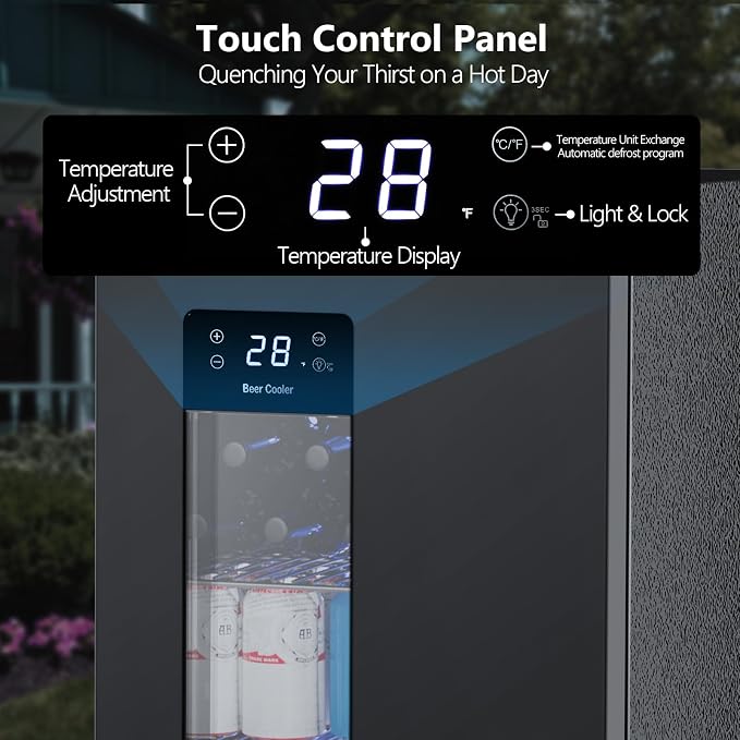 Electactic Beer Cooler 3.2 Cuft, 130 Can Beverage Refrigerator with Adjustable Shelves, Accurate Temperature 20°F-50°F Even Cooling for Home Bar, Game Day, Mancave, Black
