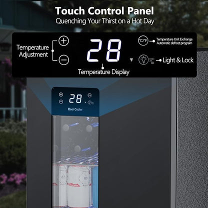 Electactic Beer Cooler 3.2 Cuft, 130 Can Beverage Refrigerator with Adjustable Shelves, Accurate Temperature 20°F-50°F Even Cooling for Home Bar, Game Day, Mancave, Black