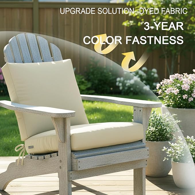 NettyPro Patio Chair Seat Cushion Covers Set 6, Waterproof Outdoor Furniture Cushion Slipcovers with Zipper and Tie, 24 x 24 x 4 Inch, Replacement Cover Only, Khaki