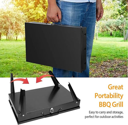 Charcoal Grill, Small BBQ Grill Portable Lightweight smoker Grill, Barbecue Grill desk Tabletop Outdoor Grill for Camping Picnics Garden Beach Party,16.7x10x17.7in