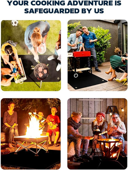 60 x 40 inch Under Grill Mats for Outdoor Grill, Double-Sided Fireproof, Waterproof, Oil and Waterproof Protective Mat for Grass and Deck, Outerdoor BBQ Fire Pit Fireplace Mat