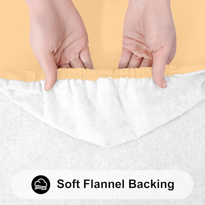 Smiry Rectangle Tablecloth, Elastic Fitted Flannel Backed Vinyl Tablecloths for 6ft Folding Tables, Waterproof Wipeable Table Covers for Indoor, Outdoor, Picnic and Camping (Light Camel, 30"x72")
