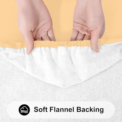 Smiry Rectangle Tablecloth, Elastic Fitted Flannel Backed Vinyl Tablecloths for 6ft Folding Tables, Waterproof Wipeable Table Covers for Indoor, Outdoor, Picnic and Camping (Light Camel, 30"x72")