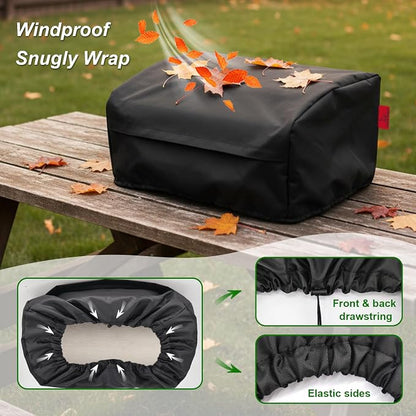 24 Inch Walk-with Portable Tabletop Grill Cover with Overlapping Opening for Carry Without Removing, Waterproof 600D BBQ Grill Cover for Cuisinart CGG-306, Royal Gourmet GT1001, Pit Boss 75275