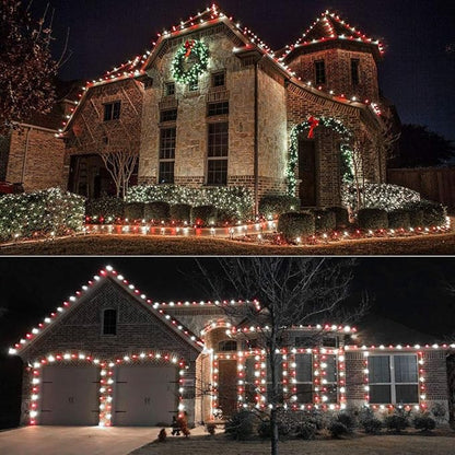 Brizled Red & White C5 Christmas Lights, 33ft 100 LED Christmas Tree Lights, Connectable 120V UL Certified Faceted Xmas Light Outdoor Indoor Xmas Lighting for Christmas Tree Party Roof Decoration