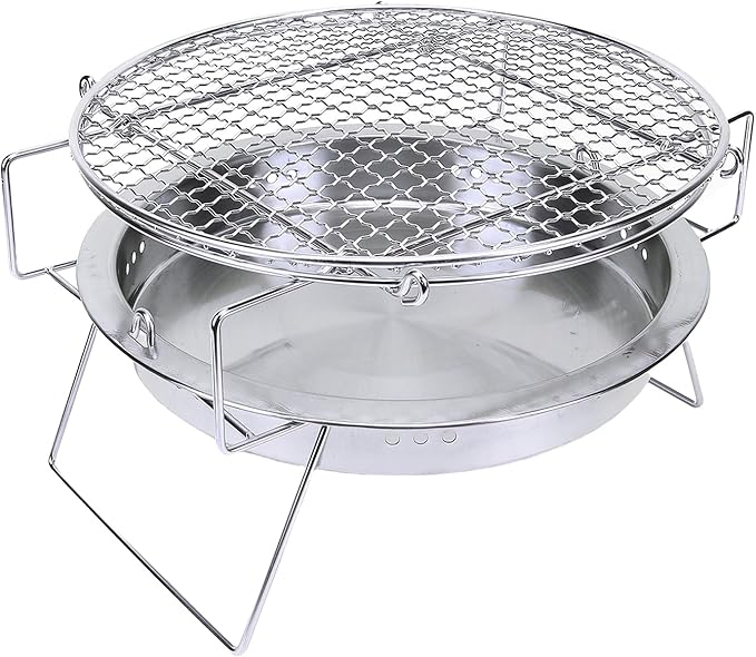 Charcoal Grill, Stainless Steel Portable Compact Design for Camping Picnic Outdoor BBQ Cooking