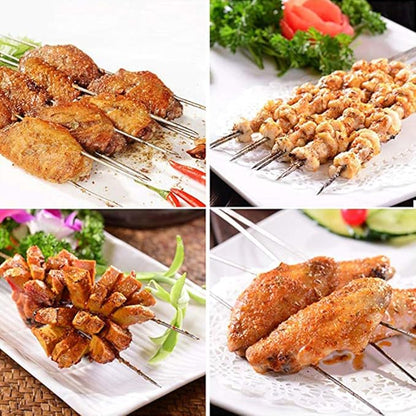 BigOtters 13.4" Barbecue Skewers, 100PCS Metal Skewers for Grilling, BBQ, Reusable Needle Sticks for Meat, Shrimp, Chicken, Vegetable, Kitchen, Party, Outdoor Cooking, with Portable Metal Storage Tube