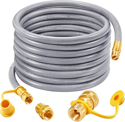 GasSaf 18 FT 1/2" ID Natural Gas Hose with Quick Connect Fitting, Natural Gas Conversion Kit for Gas Grill, Generator, Patio Heater and More - CSA Certified