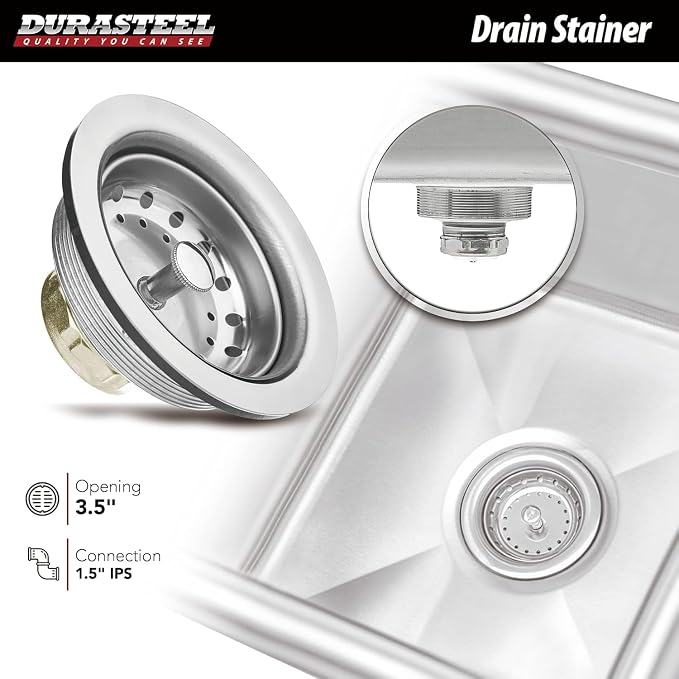 DuraSteel 304 Commercial Stainless Steel Utility Sink - 15 Inch Tub Freestanding Prep Kitchen Sink w/Faucet - NSF Hand Wash Station for Kitchen Sinks, Outdoor, Laundry Room, Garage Small Kitchenette