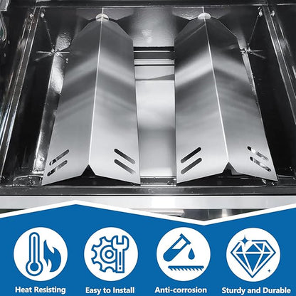 SafBbcue Heat Plates Replacement for Cuisinart GAS0256AS/ASO, GAS2256AS Grill, Flame Tamer for Cuisinart Gas Grill, Stainless Steel Heat Shield, 2 Pack(0256-601-0256-2)