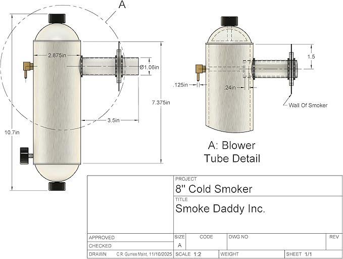 8-Inch Cold Smoke Generator – Heavy-Duty USA-Made Aluminum Body, Works with All BBQ & Pellet Grills – 45 min Burn Time