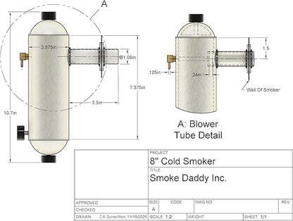 8-Inch Cold Smoke Generator – Heavy-Duty USA-Made Aluminum Body, Works with All BBQ & Pellet Grills – 45 min Burn Time