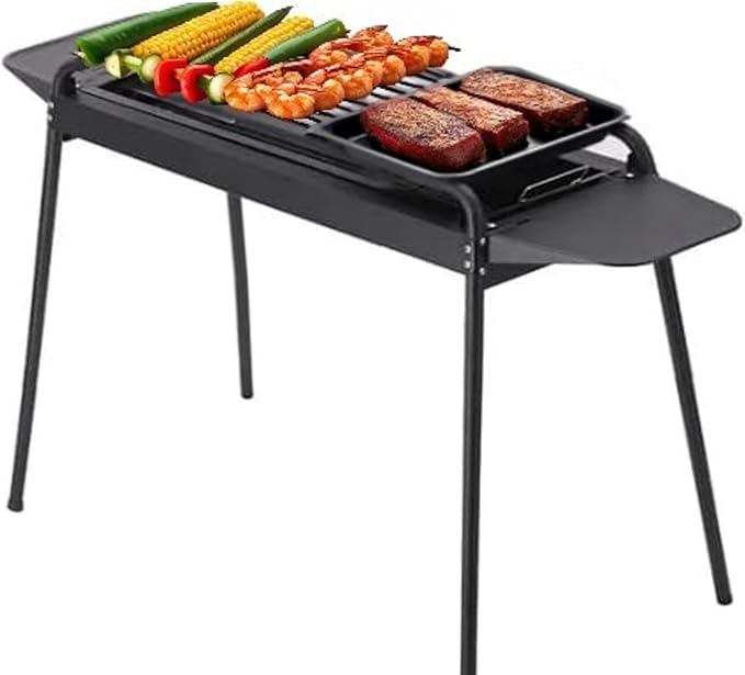 Cuisiland Heavy Duty Portable Steel Movable Charcoal BBQ Grill, Charcoal Smokers Type outdoor steel Barbecue Grill,