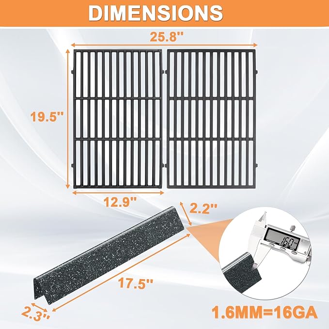 Grill Parts for Weber Genesis Replacement for Weber Genesis 300 SER (w/ Front Control Knobs) Genesis E310 Accessories for Weber Cast Iron Grill Grate 7524 7528 65937 & Flavorizer Bars 7621 7620 62784