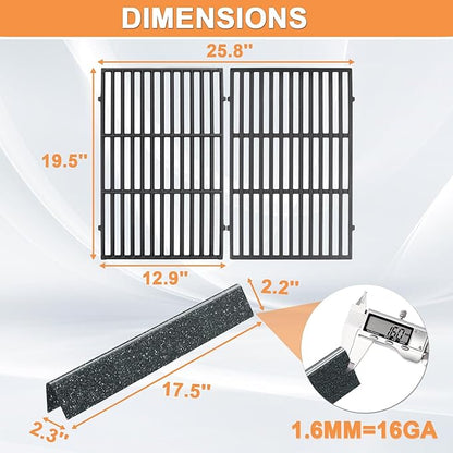 Grill Parts for Weber Genesis Replacement for Weber Genesis 300 SER (w/ Front Control Knobs) Genesis E310 Accessories for Weber Cast Iron Grill Grate 7524 7528 65937 & Flavorizer Bars 7621 7620 62784