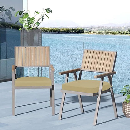 Cozyide Outdoor Chair Cushions, Waterproof Patio Seat Cushions with Adjustable Straps, Round Corner Patio Chair Cushions for Garden, Khaki, 17x16x2 Inch (Pack of 4)