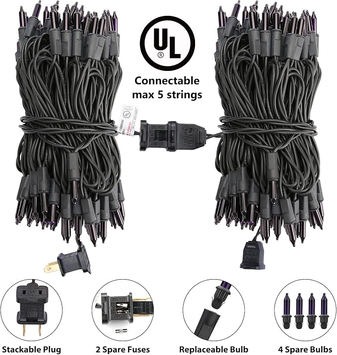 Toodour Purple Halloween Lights, 25ft 100 Count Incandescent String Lights | UL Certified Connectable Mini Bulbs Purple Lights for Home, Garden, Porch, Yard, Patio, Party, Indoor Halloween Decoration