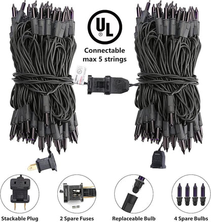 Toodour Purple Halloween Lights, 25ft 100 Count Incandescent String Lights | UL Certified Connectable Mini Bulbs Purple Lights for Home, Garden, Porch, Yard, Patio, Party, Indoor Halloween Decoration