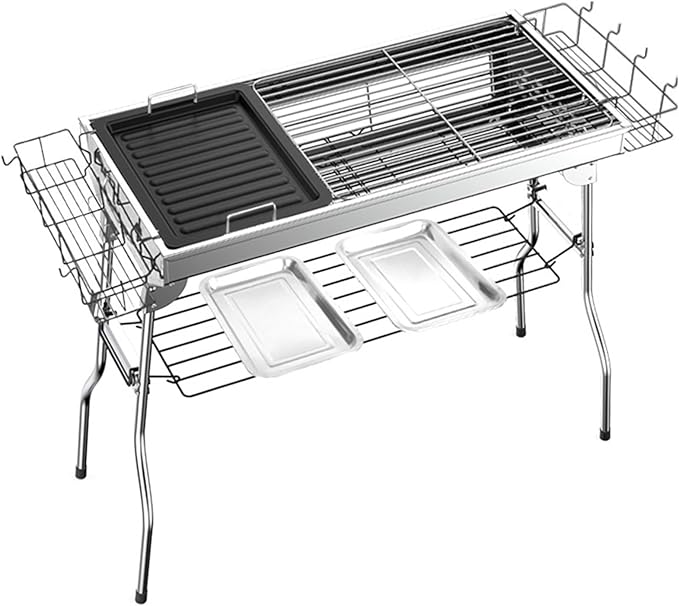 ALLC Charcoal Grills Stainless Steel Barbecue Grill Charcoal Grill BBQ Carbon Grill Outdoor Folding Portable Barbecue Grill Barbecue Grill for Garden Outdoor Cooking