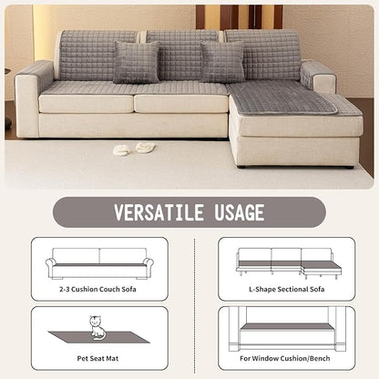 Velvet Couch Covers for Dogs, Dog Sectional Couch Covers, Pet Couchs Cover for 3-4 Seater, Couchs Protector for Dogs, Sectional Sofa Cover for Pet Washable(1PC,Dark Grey,27.6"×82.7")