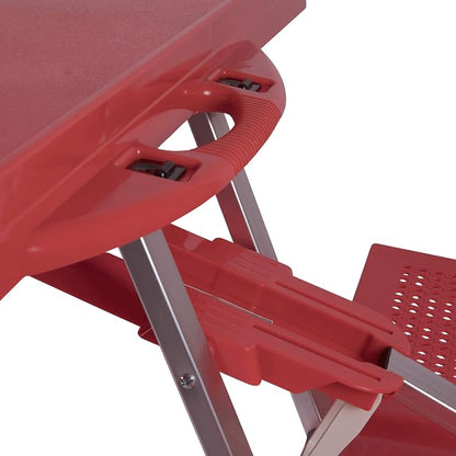 Picnic TIME Portable Folding Picnic Table with Seats for 4, Collapsible Aluminum Table with Benches & Umbrella Hole, Lightweight Foldable Table for Camping, Travel, Backyard, Tailgating | with Umbrella Hole