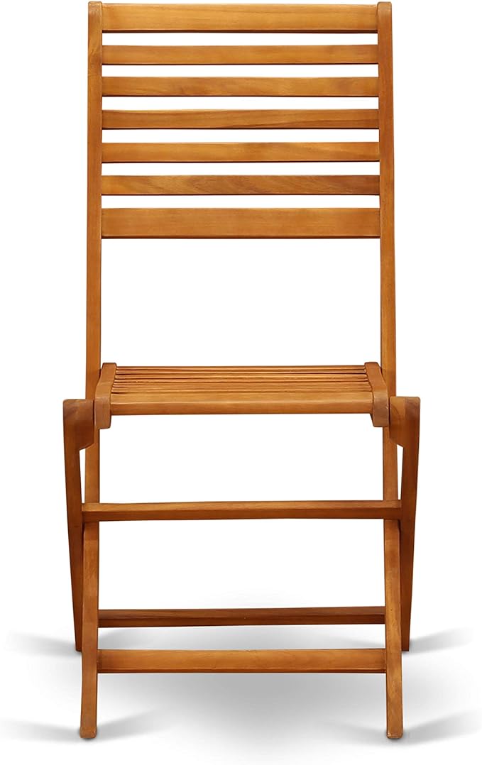 East West Furniture DEBS72CANA 7 Piece Patio Bistro Dining Set Consist of a Rectangle Outdoor Acacia Wood Table and 2 Folding Arm Chairs with 4 Side Chairs, 40x72 Inch, Natural Oil