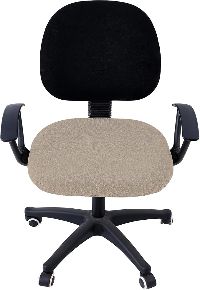 Smiry Office Computer Chair Seat Covers for Desk, Anti-dust Protector | Stretch Jacquard Removable Washable Desk Chair Seat Cushion Protectors, Taupe