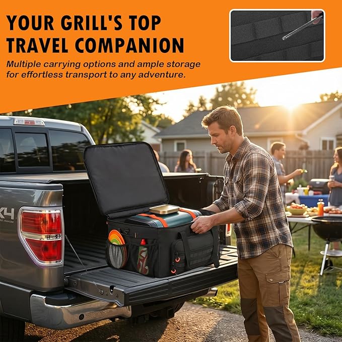Grill Carrying Bag, Grill Cover Compatible with Ninja OG951 OG850 Woodfire Pro XL Outdoor Grill & Smoker, Grill Storage Carry Bag with Multi Pockets for Grill Accessories, Bag Only
