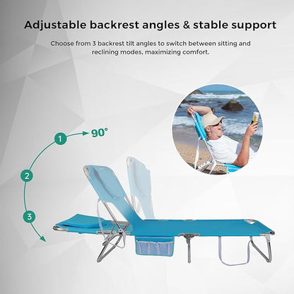 SUNNYFEEL Beach Lounge Chair, Aluminum Tanning Chair with Face Hole, Foldable Lounge Chair Outdoor, Sun Tanning Chair with Backpack Straps for Outdoor/Picnic/Lawn