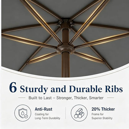 7.5ft Patio Umbrella, Outdoor Table Market Umbrella with Smooth Crank Lift, 6 Windproof Fiberglass Ribs, UPF50+ UV Protection for Deck, Pool, Garden and Backyard