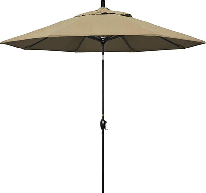 California Umbrella GSPT908302-5476 9' Round Aluminum Market, Crank Lift, Push Button Tilt, Black Pole, Sunbrella Heather Beige Patio Umbrella, 9-Feet
