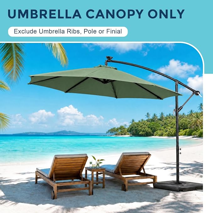 COWVIE Umbrella Canopy Replacement for 8 Ribs Patio Umbrella, Outdoor Table Parasol Replacement for Yard, Canopy Only