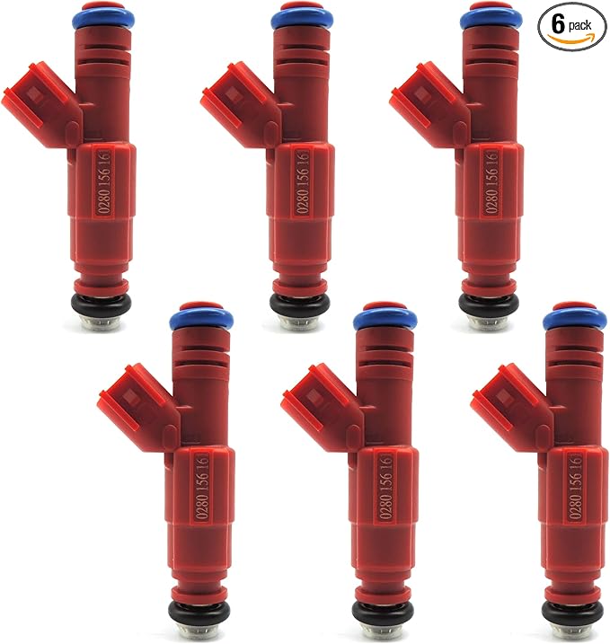 HiSport Fuel Injector 0280156161 6PCS Compatible with Jeep 4.0L 1999-2004 I6 Upgrade 12 Hole 22LB Injectors