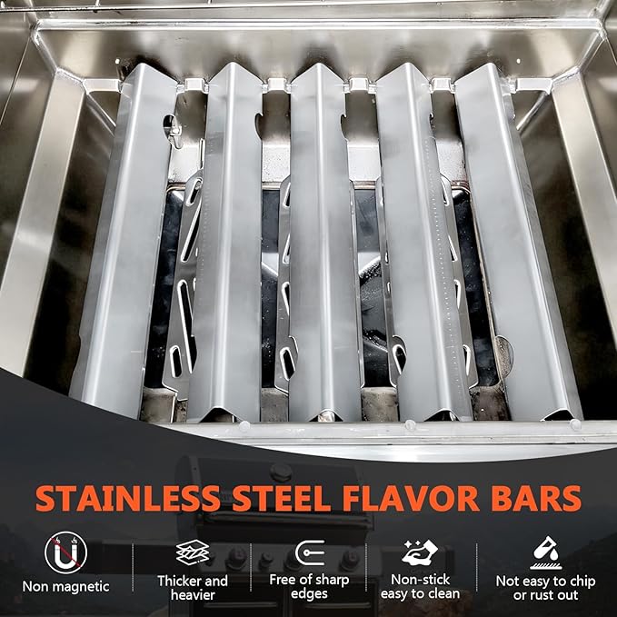 Genesis II Flavorizer Bars for Weber Genesis II/LX 300 Series II E-310, II E-330, II E-335, II S-335, II LX S/E-340 (2017 and Newer) Gas Grills, 17.1" Heat Plates for Weber 66032/66795, 17GA