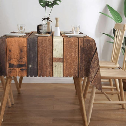 Wooden Print Rustic Rectangular Tablecloth, Old Wood Plank Table Cloth Washable Tablecloths Decorative Table Cover for Kitchen, Dining, or Parties 54x72 Inches