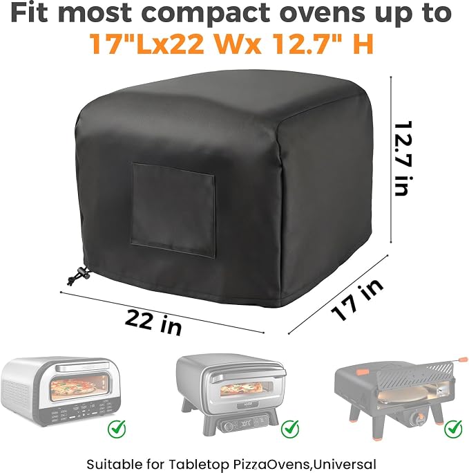 Cover for Ninja Pizza Oven MO201 MO200 Series, Waterproof Pizza Oven Cover | Heavy Duty & Weatherproof Dustproof with Storage Pocket for Outdoor Pizza Oven, Adjustable Drawstrings and Elastic Bands