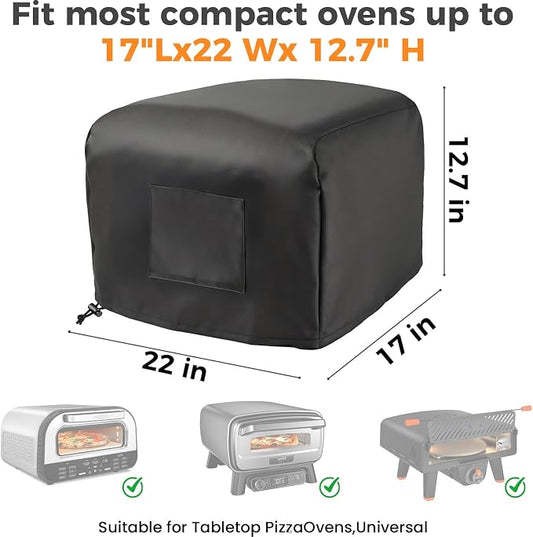 Cover for Ninja Pizza Oven MO201 MO200 Series, Waterproof Pizza Oven Cover | Heavy Duty & Weatherproof Dustproof with Storage Pocket for Outdoor Pizza Oven, Adjustable Drawstrings and Elastic Bands