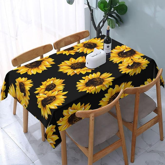 Rectangle Table Cloth,Floral Seamless Pattern Sunflowers Tablecloths Stain Resistance Water Repellent Washable Table Cover Decor for Home Kitchen Dining Party Patio Indoor and Outdoor 60"x 84"