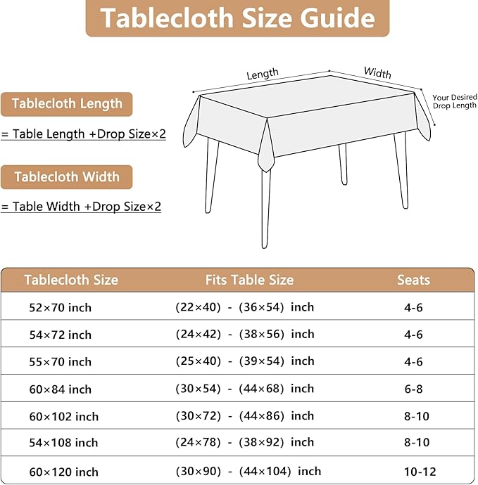 Seenus Textured Fabric Green Tablecloth Fits 6 Foot Rectangle Tables, Water Resistant & Wipeable Rectangular Table Cloth for 6-8 Seats Dinig Party Holiday Decoration, 60 x 84 Inch